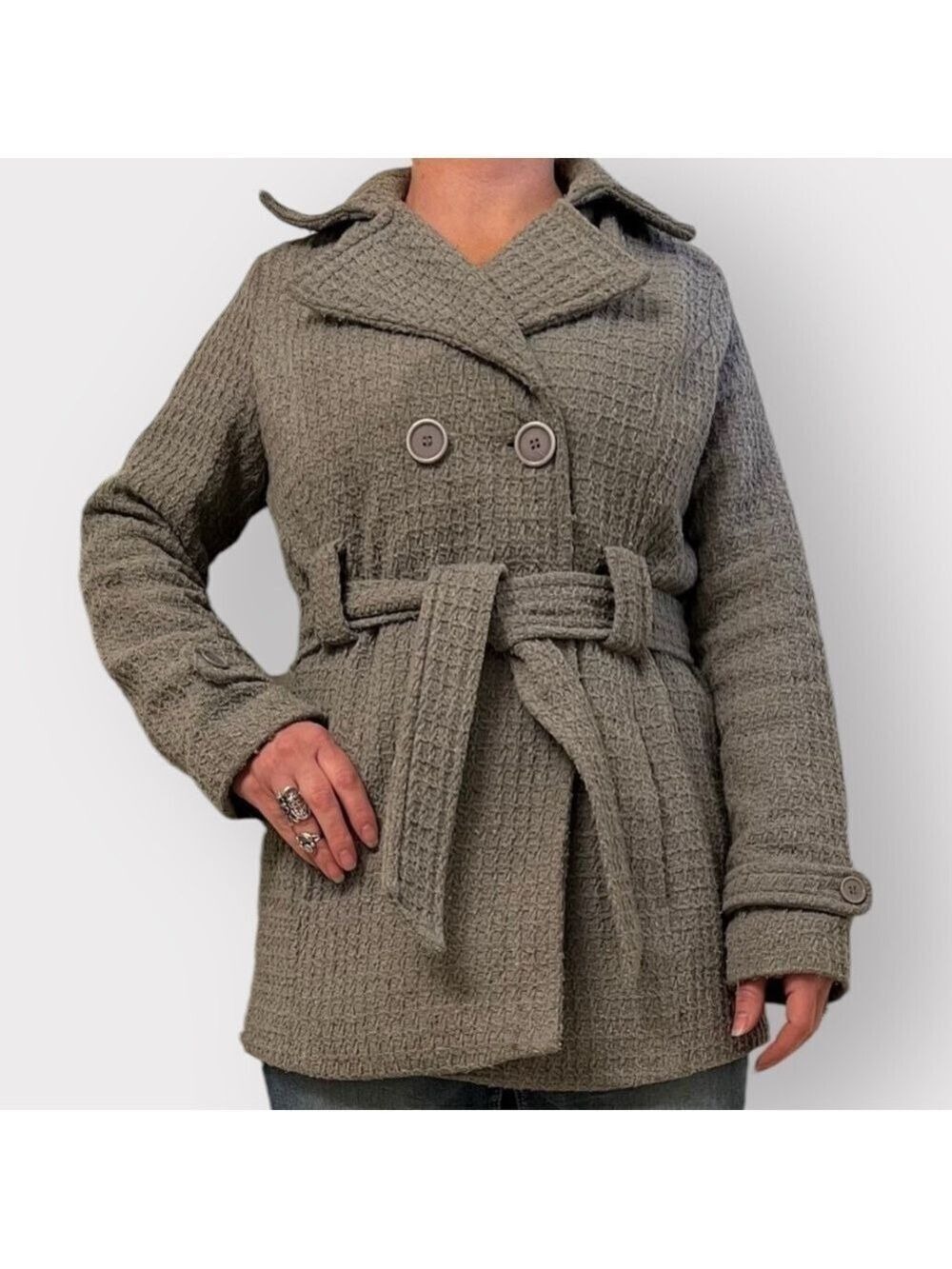 J2 JouJou VTG Y2K Peacoat Womens Medium Fall Winter Gray Neutral Classic Jacket